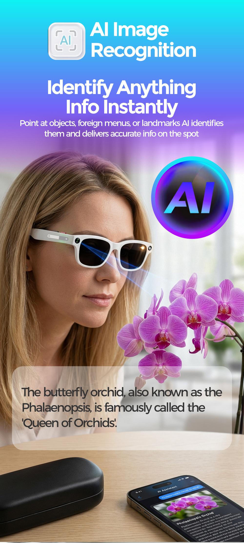 SightFlow Smart AI Camera Glasses, 8MP Photochromic UV-Protection Lenses, 160+ Languages Real-Time Translation, Bluetooth Audio, Hands-Free Photo & Video Capture, Button Touch Control, for Travel Outdoor Daily Use, Compatible with iOS & Android