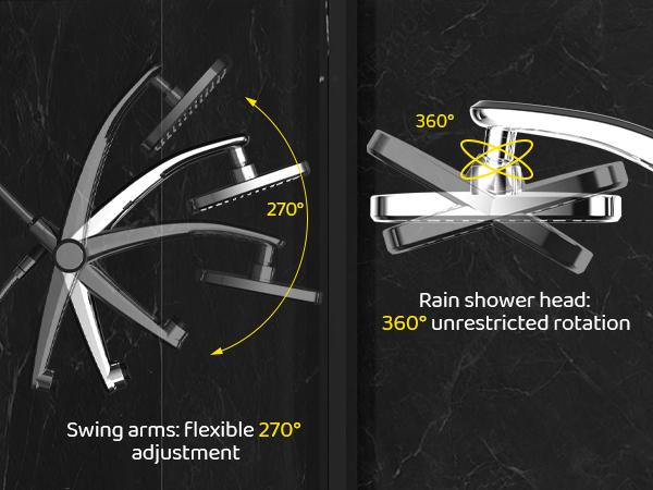 summervibes Dock-Free Dual Rain Shower Head Combo | 3 Step Install | 12" High Pressure Rainfall Showerhead | 8 Sprays 1 Power Jets Settings Handheld | 59" Hose | Magnetic Snap-to-Dock | Adjustable Height/Angle | Shower Heads |Luxury Standing Showers