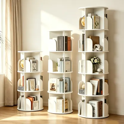 Estantería esquinera giratoria de 360° con 3/4/5 niveles, ideal para organizar y ahorrar espacio en dormitorio o sala.