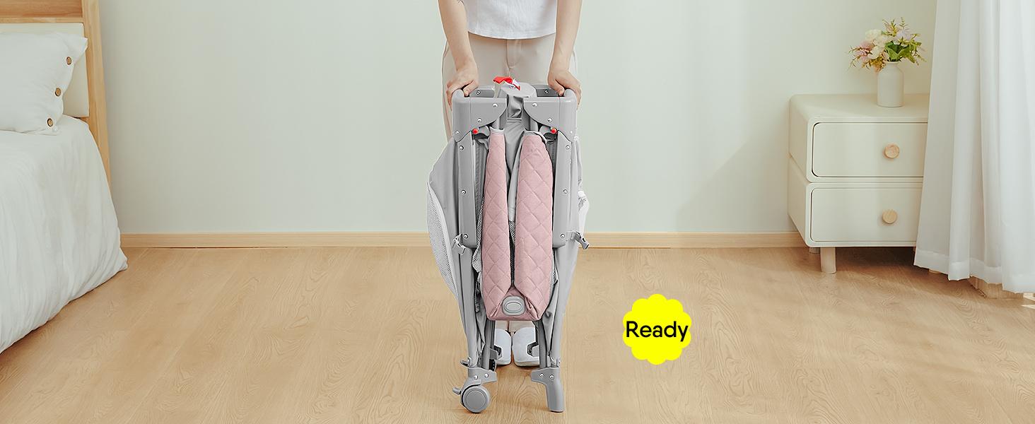 Baby Bassinet & Bedside Sleeper, Portable Baby Crib for Newborns and Infants, Foldable Playard with Mattress, Diaper Changer, Music Mobile for Nursery,back to school