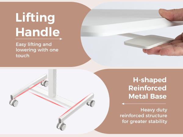 【Back to School】Mobile Rolling Standing Desk - Height-Adjustable Office Furniture with Built-In Wheels, Ergonomic Handle, Multi-Position Settings, Apartment Furniture, Office Accessories, Desk Accessories (Overbed Solution, Teacher Podium)