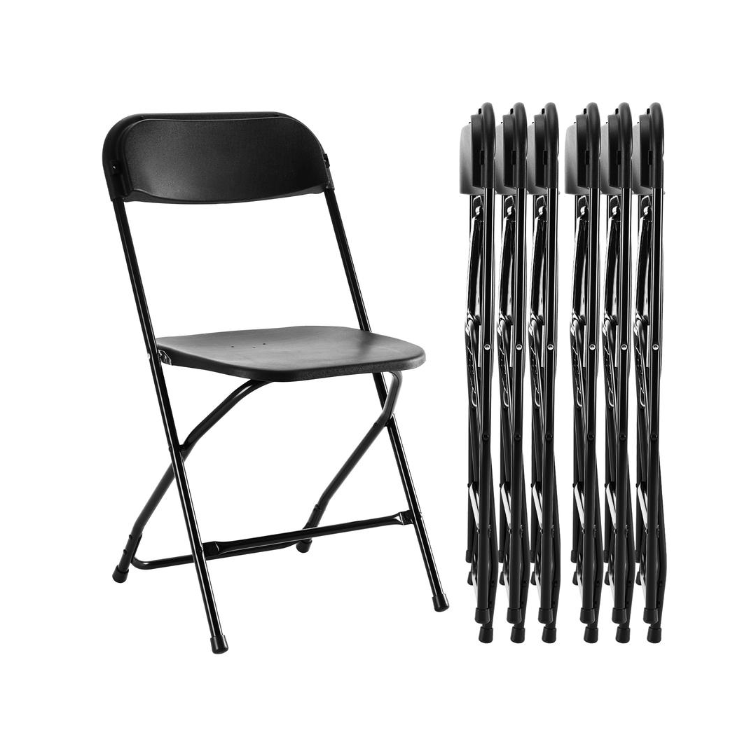 Silla plegable portátil de plástico — Asiento plegable portátil de metal resistente con capacidad de 330 lb; fácil de usar y almacenar; ideal para el hogar y para necesidades de mobiliario tanto en interiores como en exteriores.