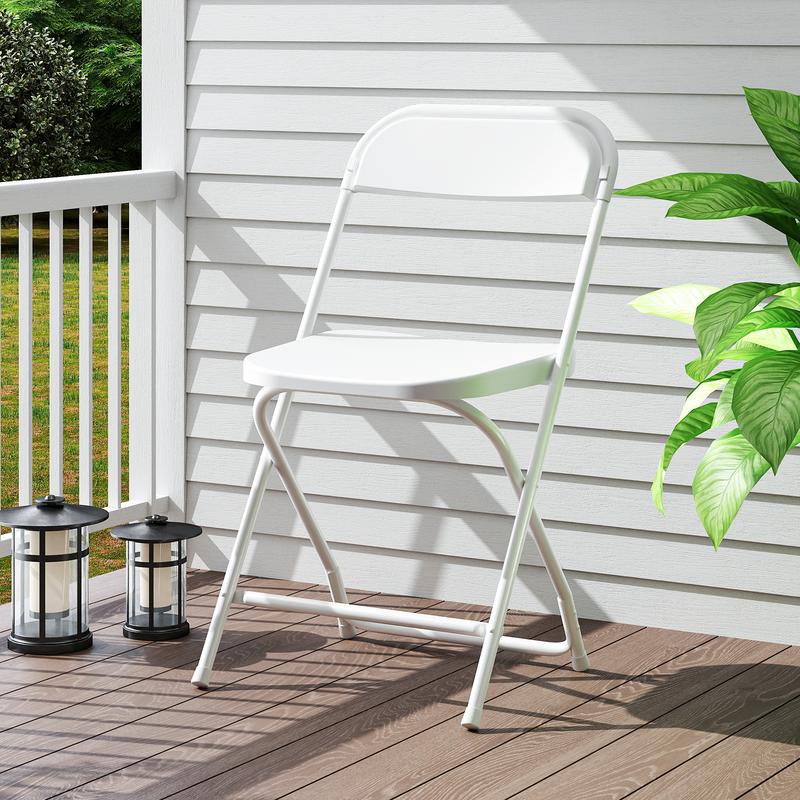 Silla plegable portátil de plástico — Asiento plegable portátil de metal resistente con capacidad de 330 lb; fácil de usar y almacenar; ideal para el hogar y para necesidades de mobiliario tanto en interiores como en exteriores.