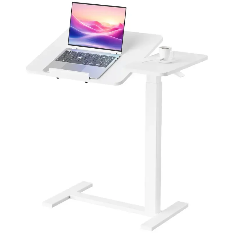 Escritorio móvil de pie con ruedas: mobiliario de oficina de altura regulable con ruedas integradas, asa ergonómica y ajustes multiposición; ideal para apartamentos, oficinas y accesorios de escritorio.