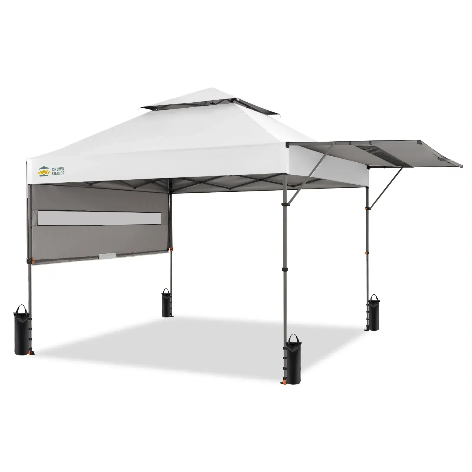 Carpa Plegable Instantánea de 10x10 FT para Exterior, Toldo Comercial con Bloqueo Central, Tela Impermeable 150D con Protección UV, Techo Extensible, Bolsas de Peso, Estacas y Bolsa de Transporte con Ruedas