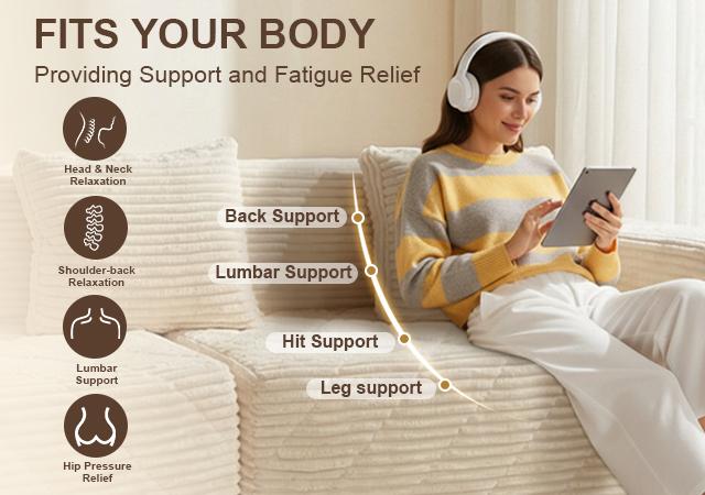 【Father's Day】 Modular Sectional Boneless Sofa,Oversized Chaise Lounge with Deep Seats, Modular Cloud Sleeper Sofa, No Assembly Required, Free Combination, Modern sectional couch.boneless sectional couch. living room furniture ou
