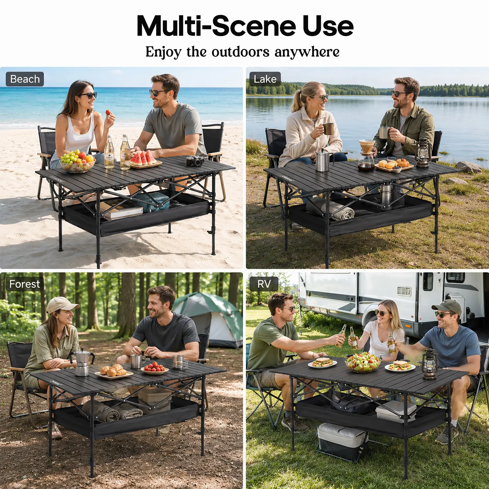 Senmeo Foldable Camping Table Height Adjustable Lightweight Aluminum