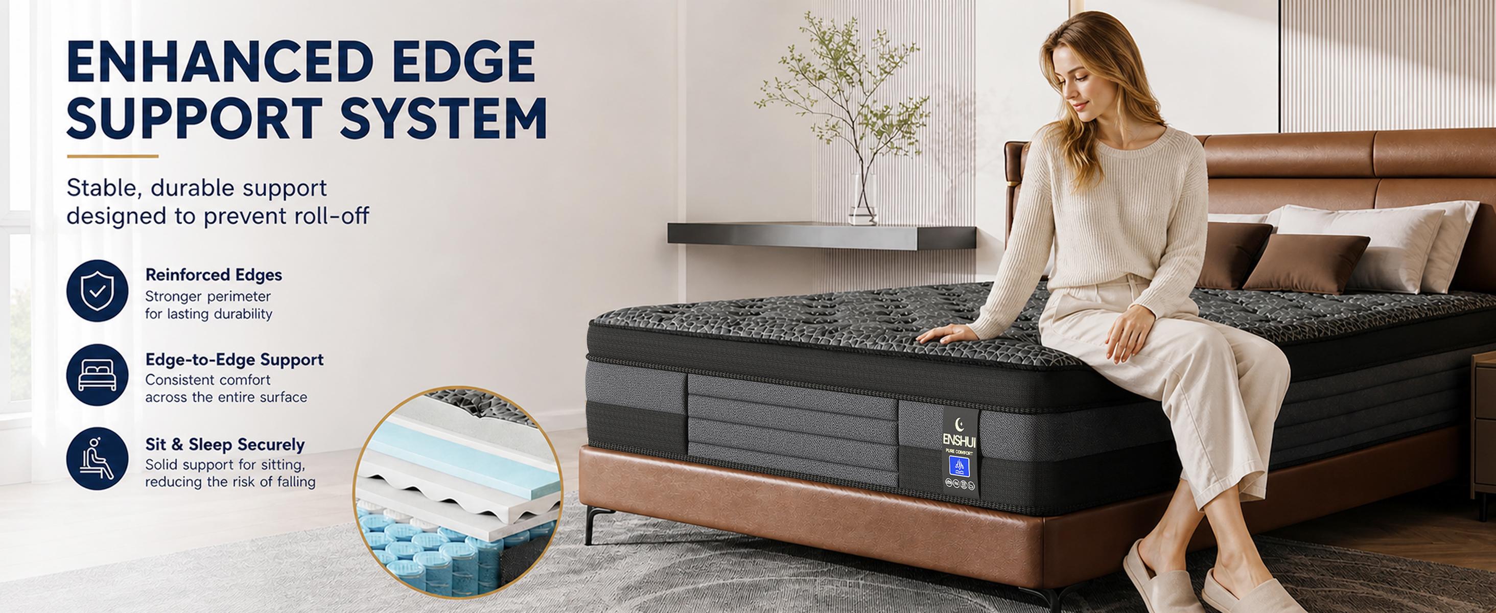【Summer Sale Deals 】12/14 Inch Medium Firm Hybrid Mattress, Temperature Neutral Ergonomic Grey Boxed Mattress, Queen & King Sizes, Modern Furniture for Small Bedroom Home Hotel, Halloween Christmas Gift, 365 Night Trial