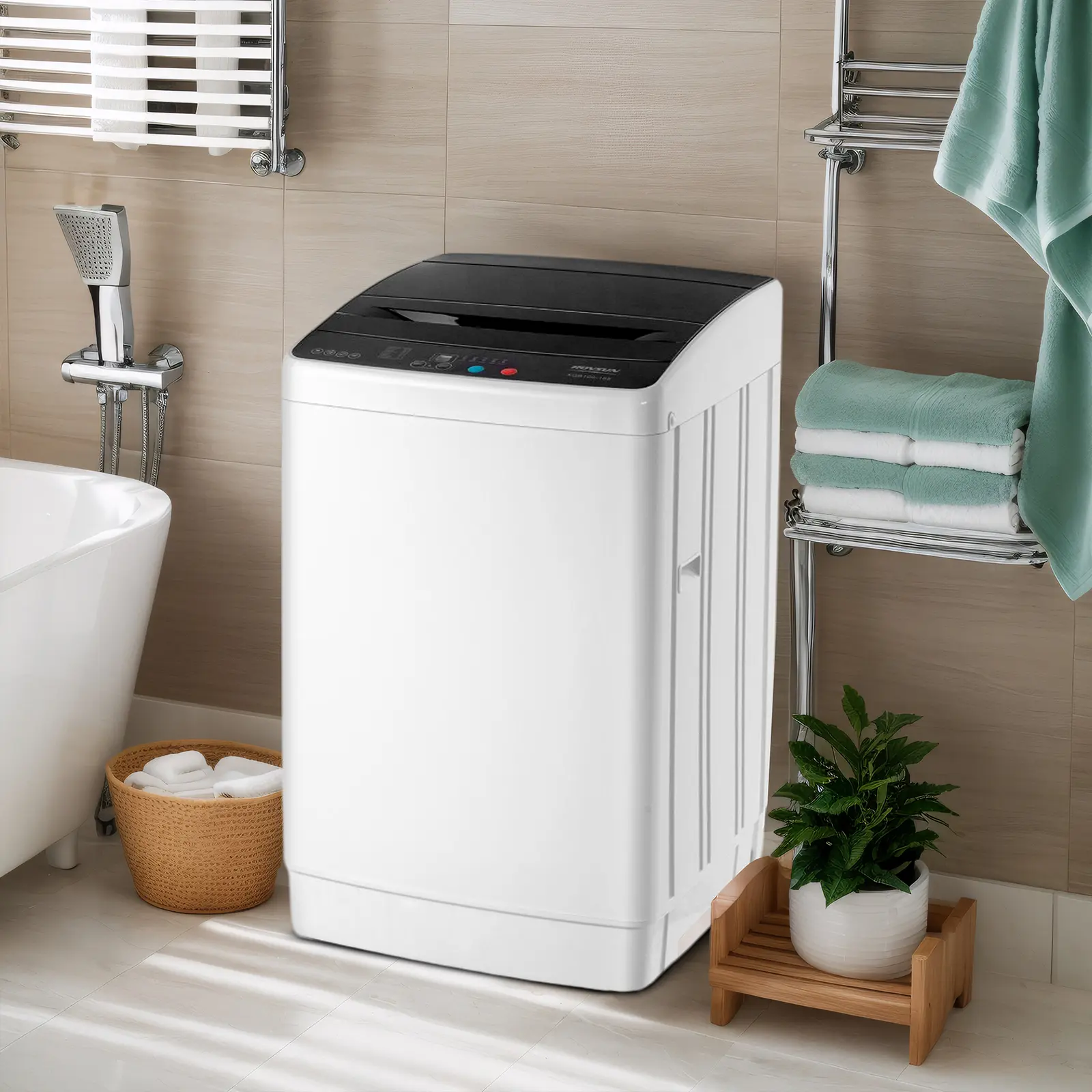 Lavadora de 17,8/25/30 libras, lavadora portátil totalmente automática con tambor de acero inoxidable, lavadora eléctrica y centrifugadora combinada con bomba de drenaje para el hogar o apartamento.