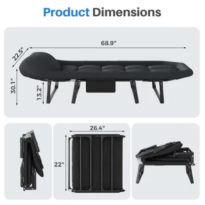 【Oferta de Verano】Catre Plegable de Camping para Adultos con Colchón, 6 Posiciones Ajustables, Ligero y Resistente hasta 450 lb, Ideal para Camping, Oficina y Exterior