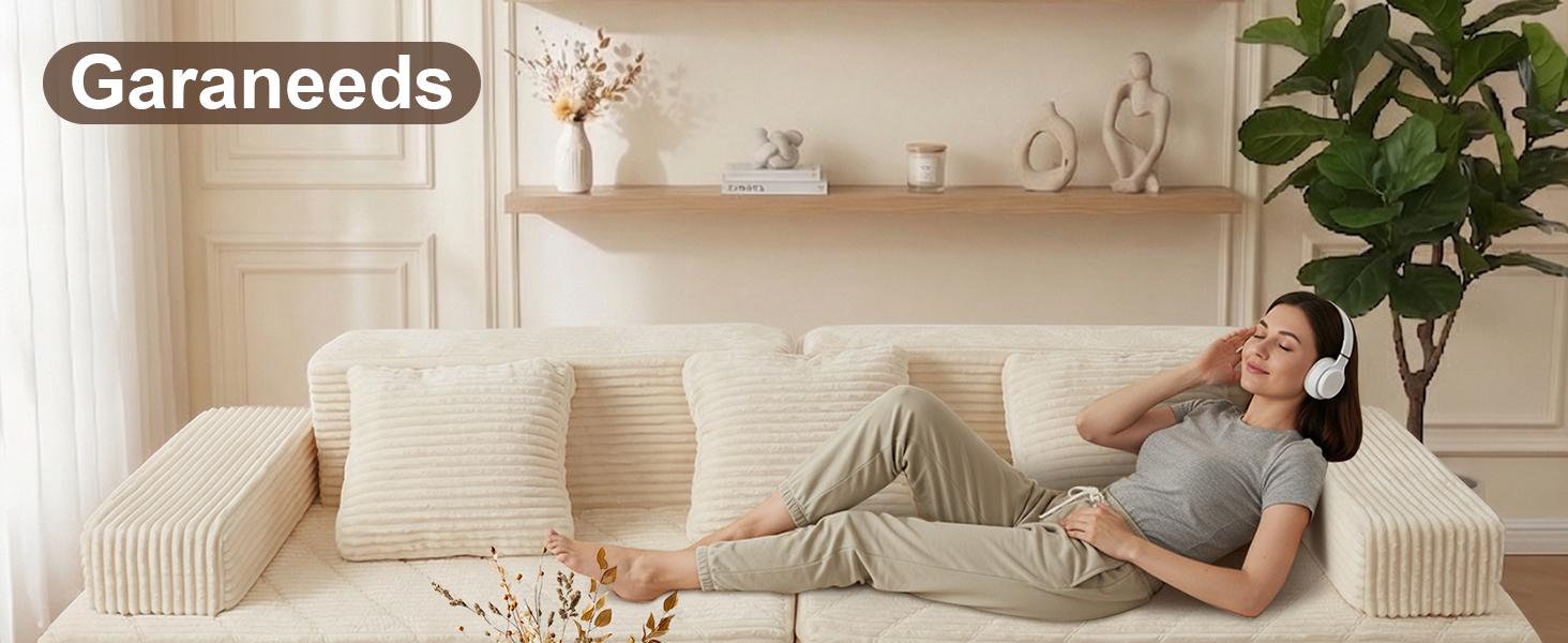 【Father's Day】 Modular Sectional Boneless Sofa,Oversized Chaise Lounge with Deep Seats, Modular Cloud Sleeper Sofa, No Assembly Required, Free Combination, Modern sectional couch.boneless sectional couch. living room furniture ou