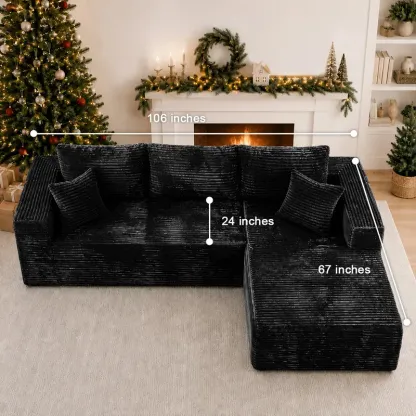 Conjunto moderno de sofá reclinable modular en forma de L de terciopelo