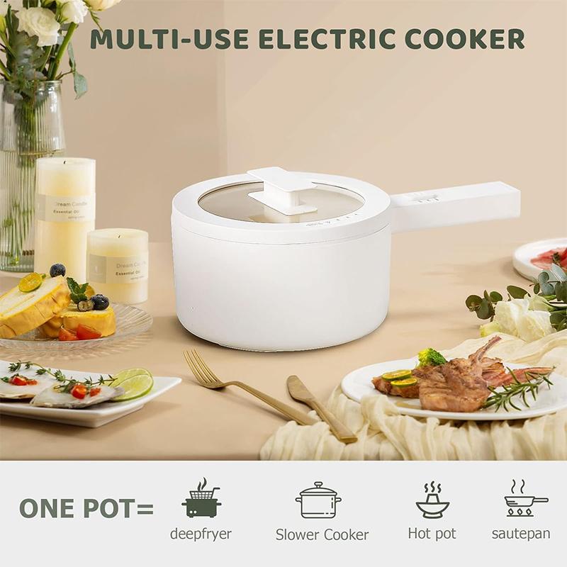 Olayks. Electric Hot Pot,1.5L Mini Hot Pot, Ceramic Glaze Non-stick Portable Pot, Electric Pot for for Steak, Egg, Fried Rice, Oatmeal, Soup,Ramen with Dual Power Control, Electric Pot for Dorm Multifunctional Hot Pot Kitchen Appliances,home essentials