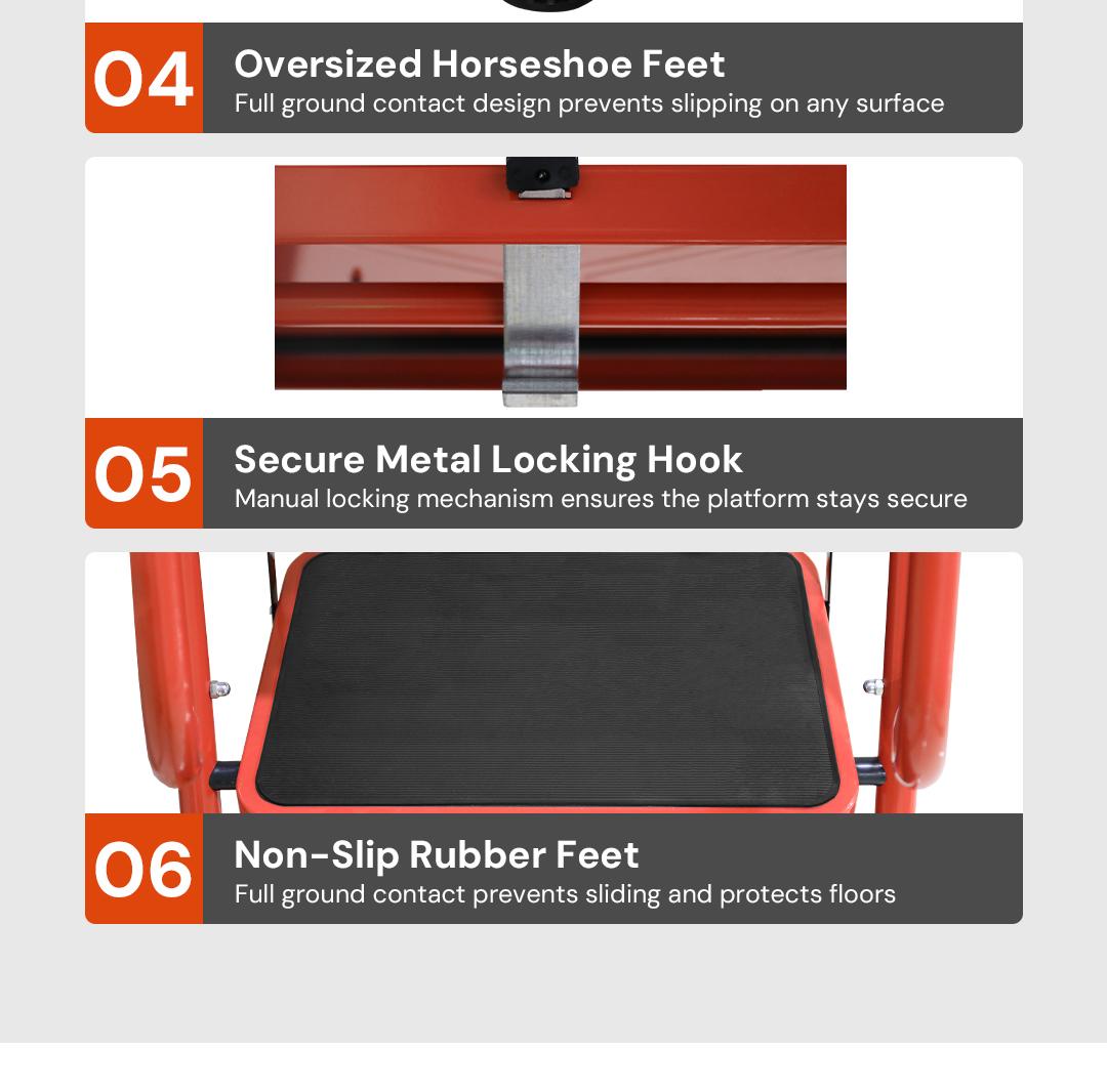 Sekam Lightweight Foldable 5-Step Ladder - 800 LBS Capacity, Portable Collapsible Design with Handrail & Tool Tray, Ideal for Kitchen & DIY Home Improvement Projects (Folding Steps Included), Lightweight Foldable Ladder, Portable Collapsible Ladder