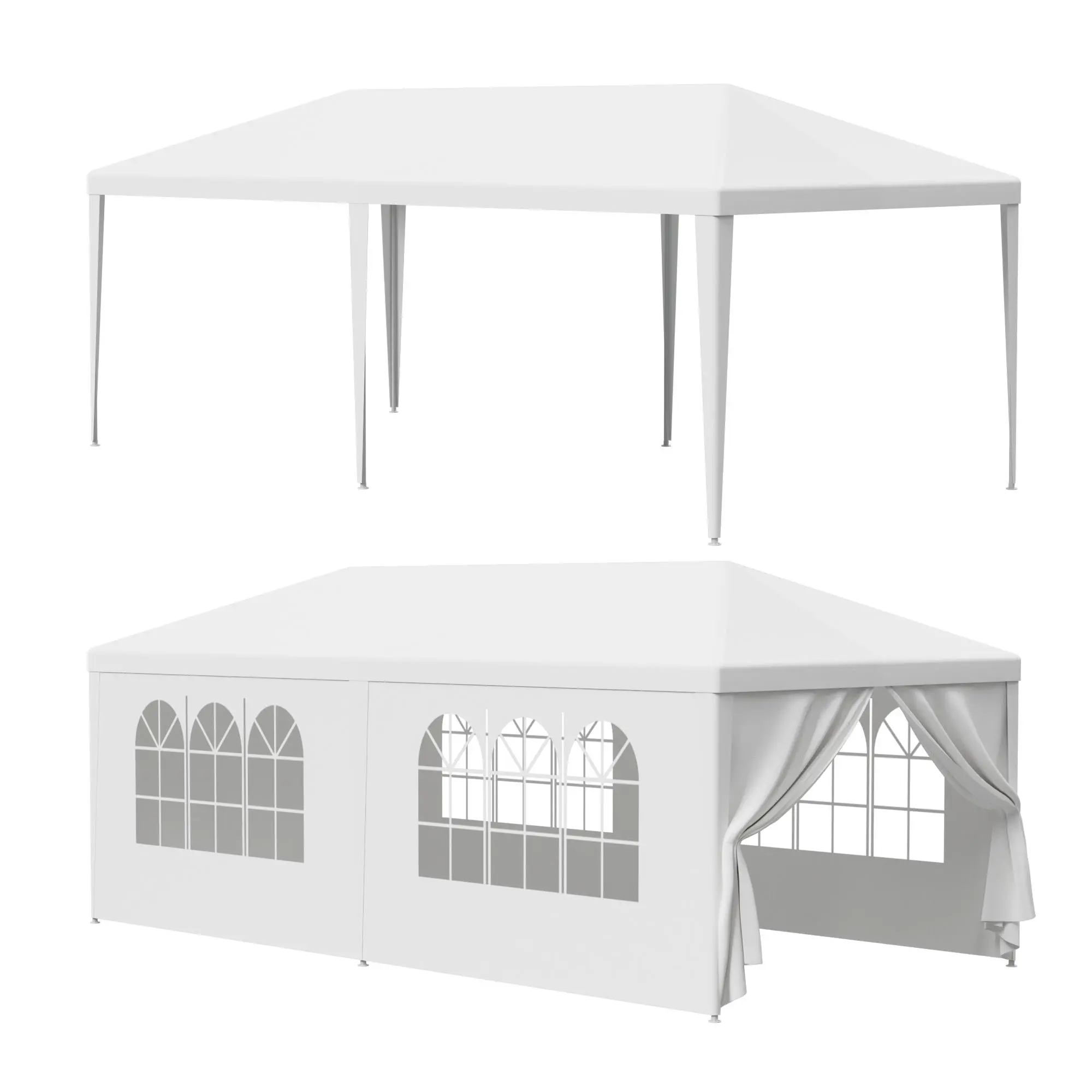 Superdealusa — Carpa impermeable blanca de 10' x 10'/20'/30' para bodas y eventos, con ventanas y paredes laterales