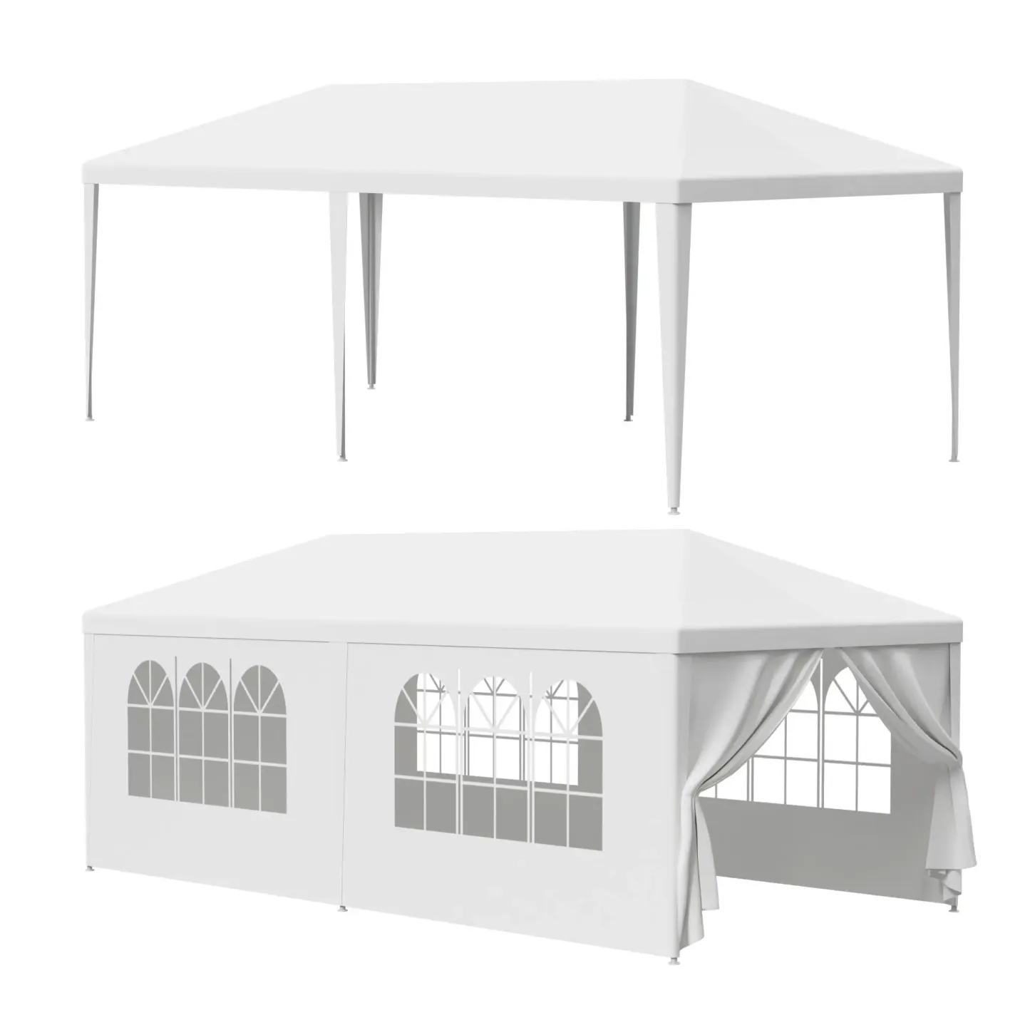 Superdealusa — Carpa impermeable blanca de 10' x 10'/20'/30' para bodas y eventos, con ventanas y paredes laterales