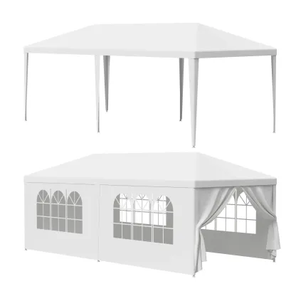 Superdealusa — Carpa impermeable blanca de 10' x 10'/20'/30' para bodas y eventos, con ventanas y paredes laterales