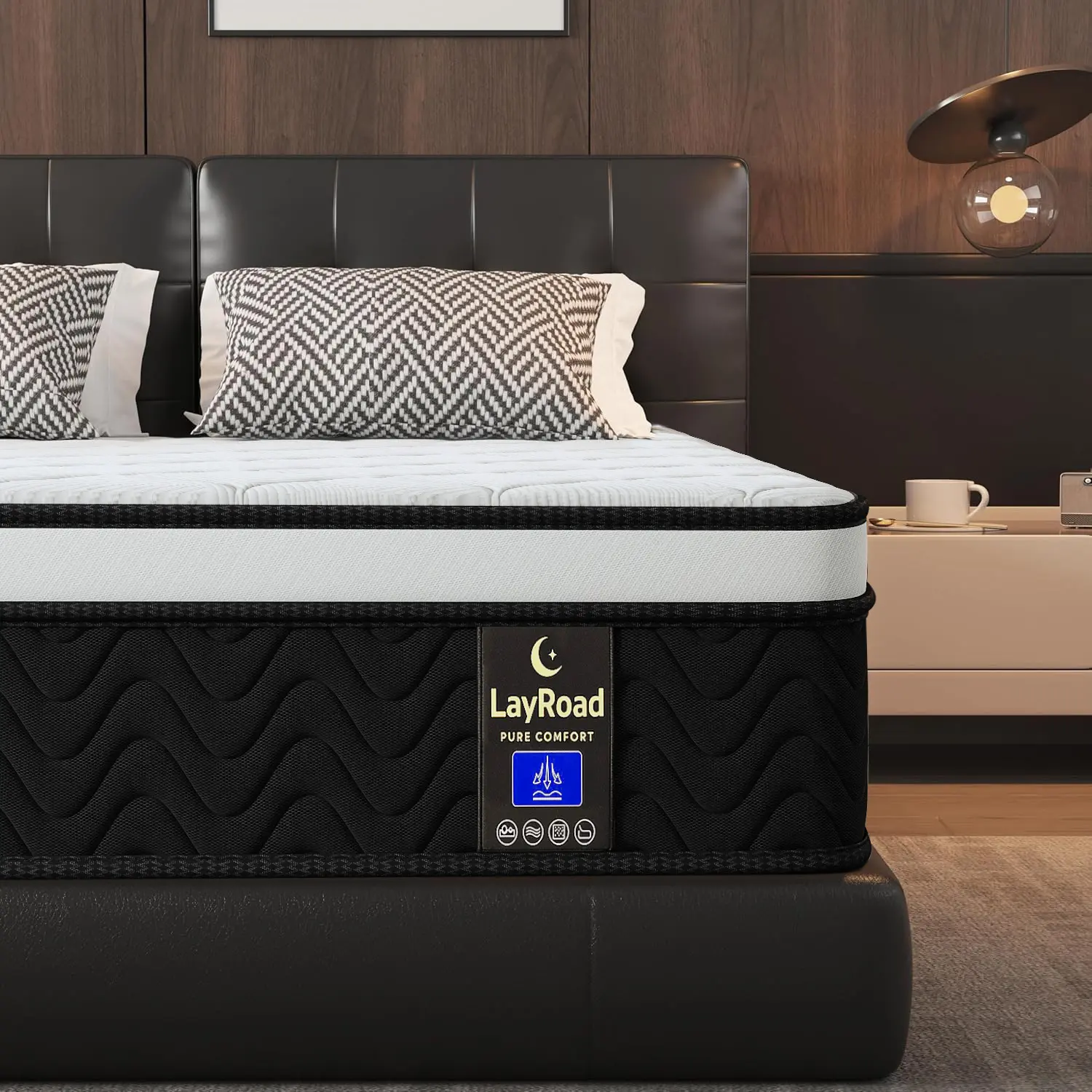 Colchón híbrido en caja de 12 o 14 pulgadas (tamaños Twin, Full, Queen o King) de espuma viscoelástica | Resortes ensacados + soporte por zonas | Suave y cómodo, alivio de presión, firmeza media, certificado CertiPUR-US