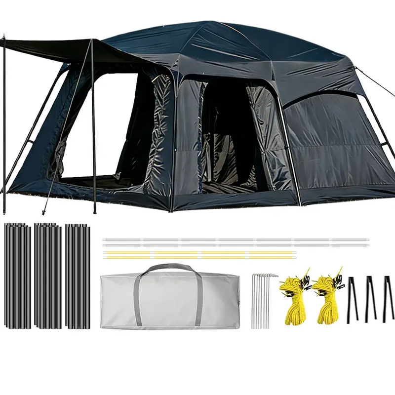 【Artículos esenciales para acampar】Tienda de campaña familiar extragrande 2026 para 10-12 personas, impermeable, de montaje instantáneo, de poliéster Oxford, ligera, con ventanas de malla y doble puerta. Accesorios para acampar al aire libre, senderismo, 
