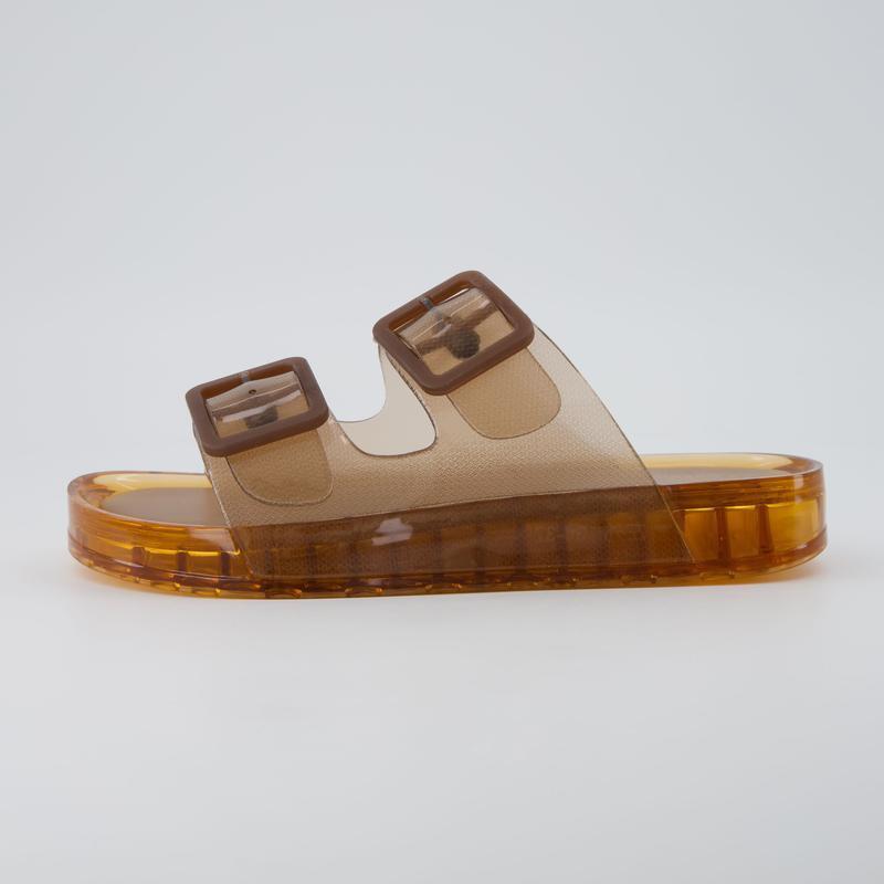 Sandalias tipo Jelly para mujer — Sandalias deslizantes impermeables con doble hebilla ajustable, ideales para la playa, la ducha y uso casual de verano; suaves y con plataforma.