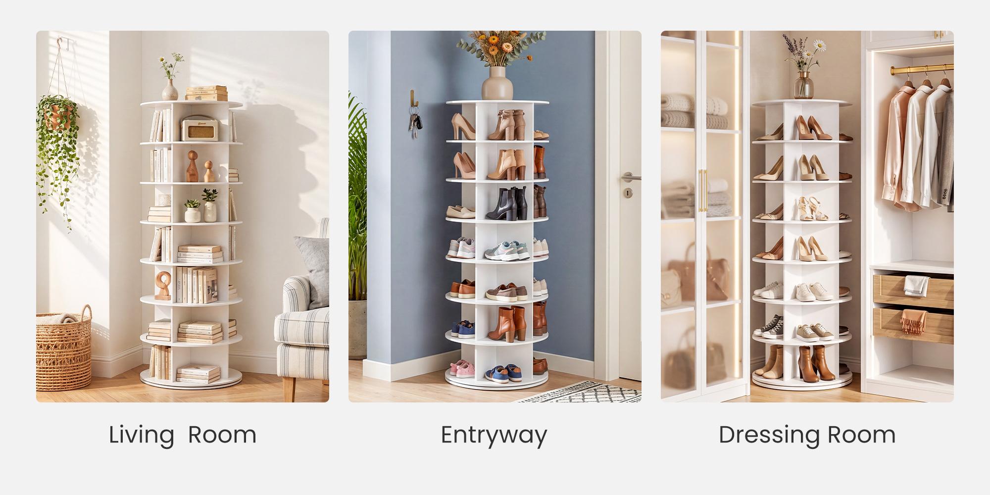 Sweetcrispy S - Rotating Shoe Rack Tower, Spinning Shoe Display Lazy Susan, Revolving 360 Shoe Rack Storage Round Carousel, Vertical Handbag Rotate Shoes Closet Organization Sweetcrispy S - Rotating Shoe Rack Tower, Spinning Shoe Display Lazy Susan, Revolving 360 Shoe Rack Storage Round Carousel, Vertical Handbag Rotate Shoes Closet Organization