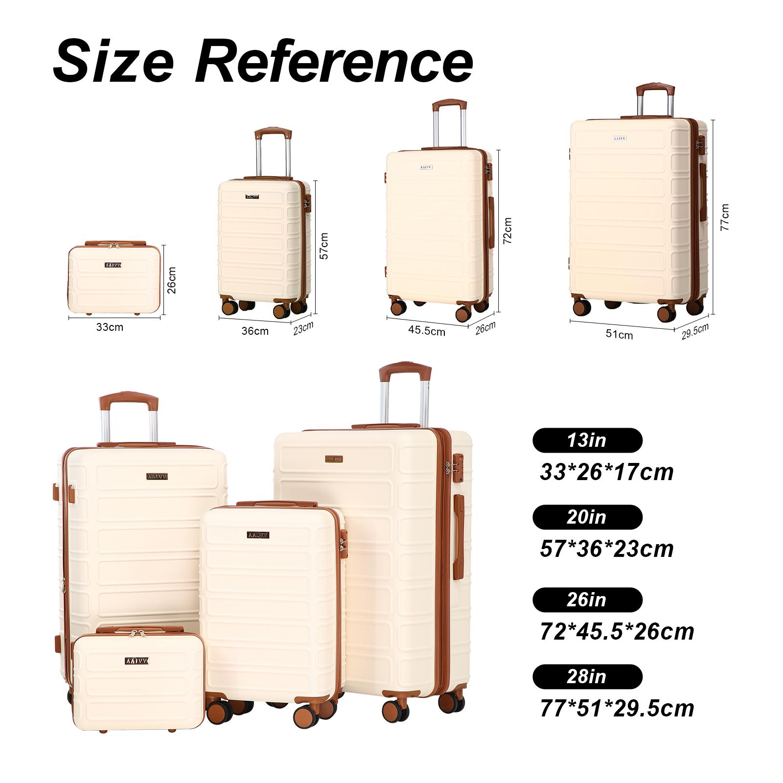 AAIVV 4 Piece Expandable Luggage Sets, ABS Travel Suitcase Set with Double Spinner Wheels, TSA Lock Hardshell Durable Traveling Bag Luggage Sets (13/20/26/28in) Gift for Back to School fathersdaygift