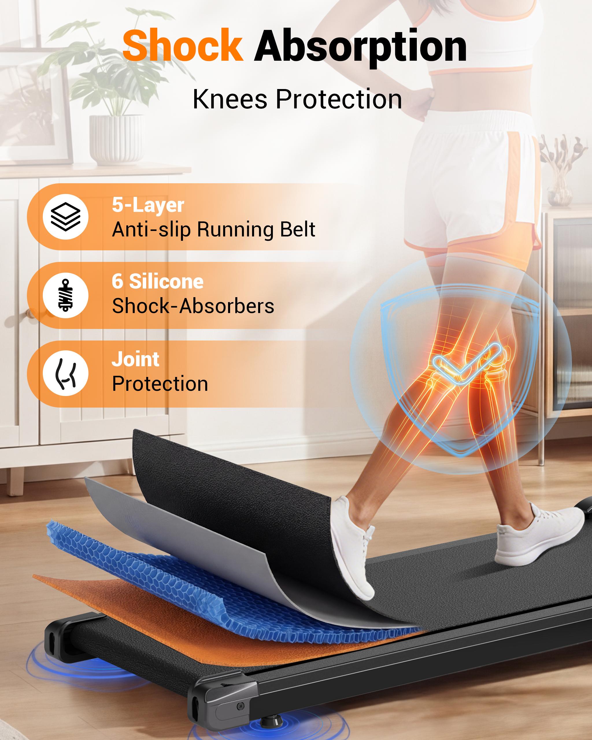Compact Incline Walking Pad Treadmill - 5% Incline, LED Display, Remote Control, Unisex Portable Fitness Equipment, Functional Exercise Equipment for Home Office Small Spaces