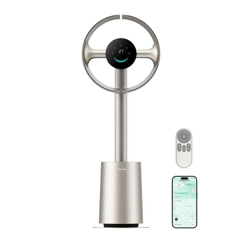 Ventilador de torre sin aspas MF10 con circulación de aire de 270° para toda la habitación, ventilador inteligente de pie con TempSync, tecnología AirBoost, 10 velocidades, 3 modos y filtro lavable, ideal para dormitorio y hogar.