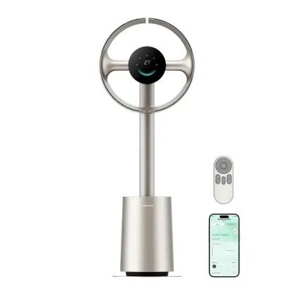 Ventilador de torre sin aspas MF10 con circulación de aire de 270° para toda la habitación, ventilador inteligente de pie con TempSync, tecnología AirBoost, 10 velocidades, 3 modos y filtro lavable, ideal para dormitorio y hogar.