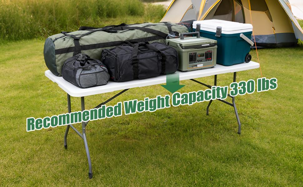 FWTI DEAL 6 Feet Foldable Table (6ft Folding Table & Tablecloth Set: ZB-6FT), Built in Carrying Handle & Alloy Steel Legs, Heavy Duty Portable for Party, Dining, Wedding, Events, Picnic, Indoor, Outdoor, Camping, Utility - White