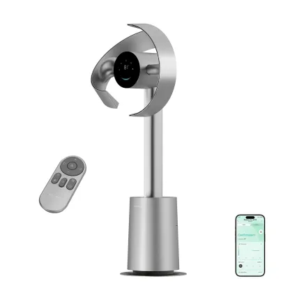 Ventilador de torre sin aspas MF10 con circulación de aire de 270° para toda la habitación, ventilador inteligente de pie con TempSync, tecnología AirBoost, 10 velocidades, 3 modos y filtro lavable, ideal para dormitorio y hogar.