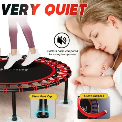Mini trampolín plegable (soporta hasta 600 lb), Rebounder de fitness de 40 pulgadas con resortes y cuerdas elásticas, con barra de agarre en forma de U ajustable; equipo de ejercicio estable y silencioso para uso en interiores y exteriores, ideal para gim