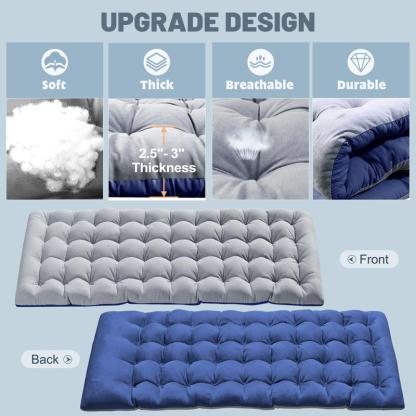 Cama plegable para camping con colchón de doble cara – Cama portátil resistente para invitados, ideal para camping, viajes, uso en exteriores e interiores, soporta hasta 400 kg (880 lbs), color azul.
