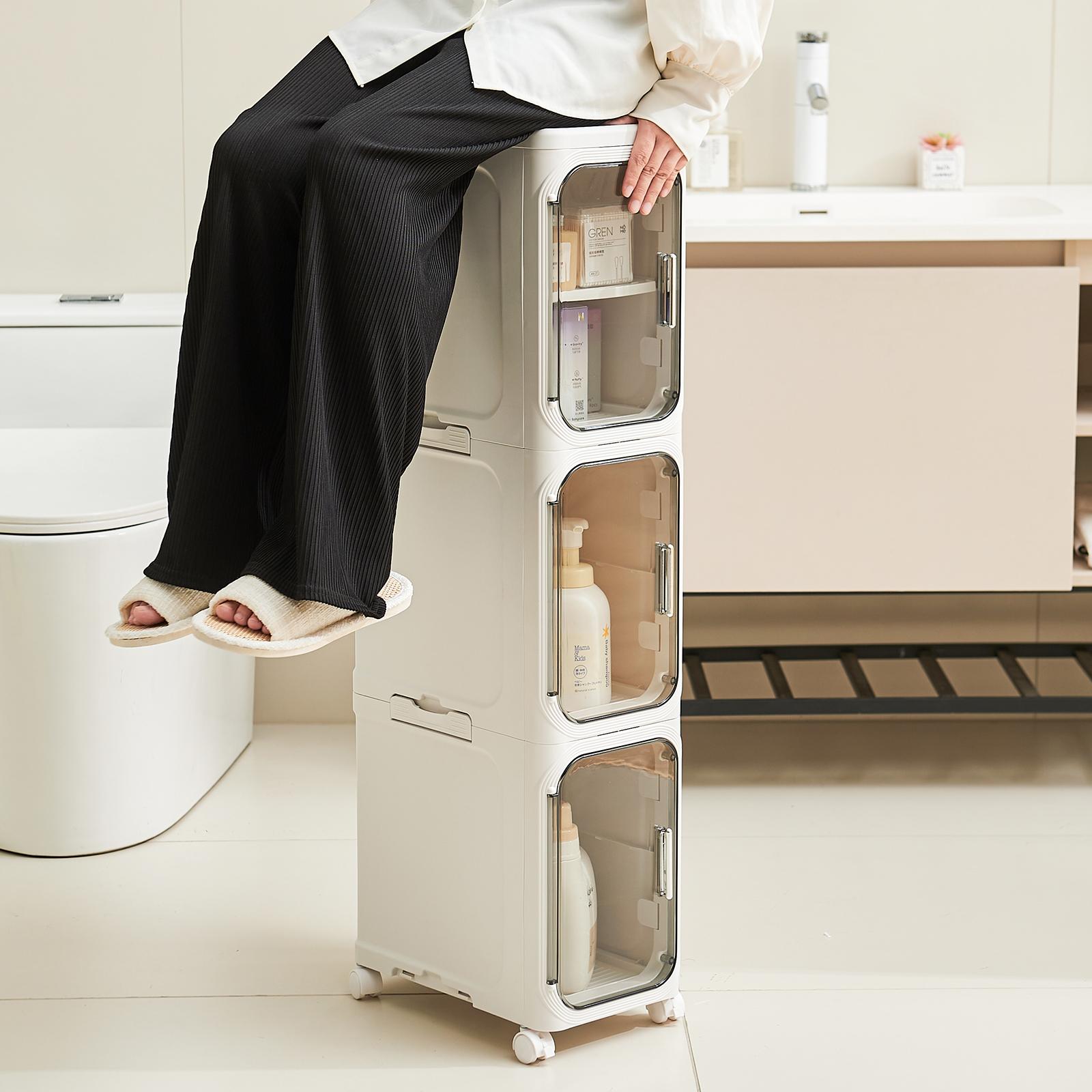 UFORU four-layer tall and narrow storage cabinet, made of plastic, with a slim design, doors and adjustable shelves, wheels, stackable and foldable, suitable for small spaces, bathrooms and kitchens,dealsforyou,midyearsale,dealsforyoudays,#SummerWins UFORU four-layer tall and narrow storage cabinet, made of plastic, with a slim design, doors and adjustable shelves, wheels, stackable and foldable, suitable for small spaces, bathrooms and kitchens,dealsforyou,midyearsale,dealsforyoudays,#SummerWins