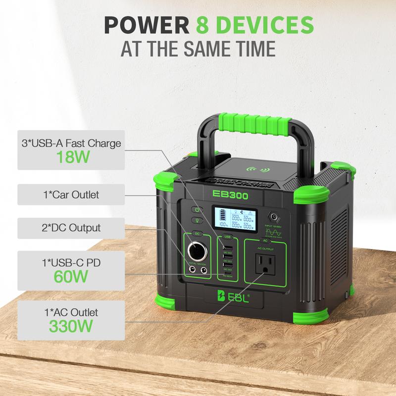 Estación de energía portátil para exteriores: Generador solar de 300 W con batería de 231 Wh – Unidad individual o combo | Tu respaldo de energía para apagones y acampadas