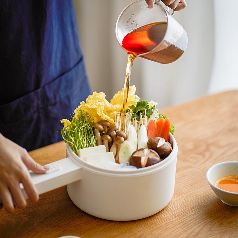 Olayks. Electric Hot Pot,1.5L Mini Hot Pot, Ceramic Glaze Non-stick Portable Pot, Electric Pot for for Steak, Egg, Fried Rice, Oatmeal, Soup,Ramen with Dual Power Control, Electric Pot for Dorm Multifunctional Hot Pot Kitchen Appliances,home essentials
