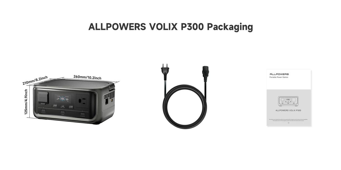 [New Arrival]ALLPOWERS VOLIX P300 256Wh,300W AC Output Portable Power Station,LiFeP04 Battery,1 Hour Fast Charging,Suitable for Camping,RV Life,Home Backup Power