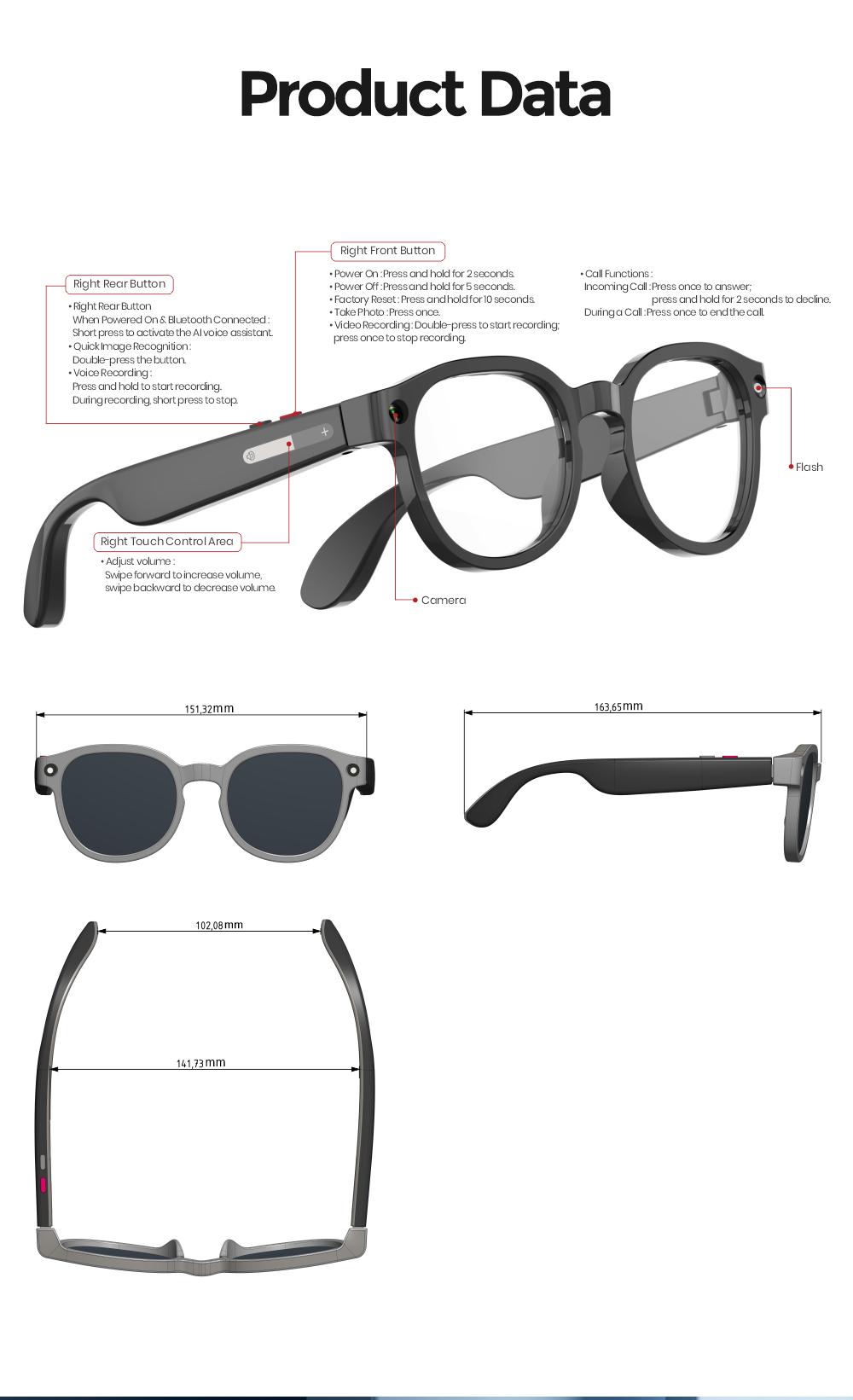 SightFlow Smart AI Camera Glasses, 8MP Photochromic UV-Protection Lenses, 160+ Languages Real-Time Translation, Bluetooth Audio, Hands-Free Photo & Video Capture, Button Touch Control, for Travel Outdoor Daily Use, Compatible with iOS & Android