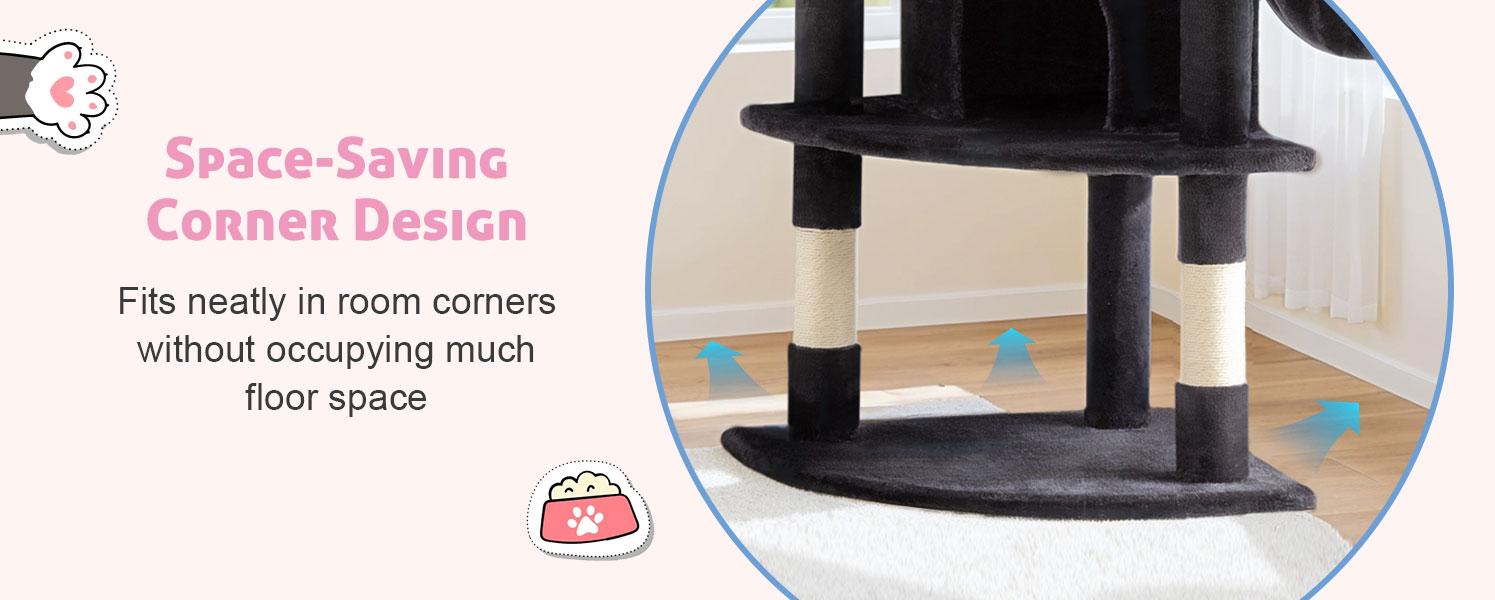 HOOMIC 73-Inch Fan-Shaped Corner Cat Tree, Space-Saving Multi-Level Tower with Cozy Condos, Perches, Baskets & Sisal Scratching Posts &ndash; Indoor Cat Activity Center#TikTokShopDealsforYouDays#DealsforYouDays#Summervibes#Summergarden
