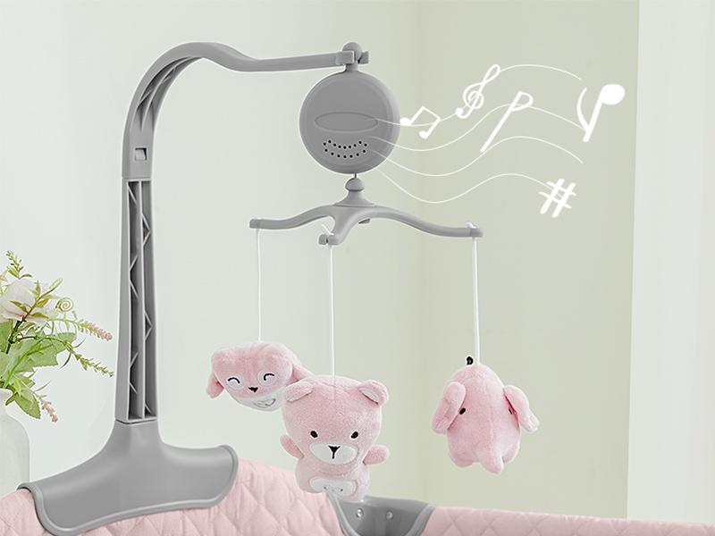 Baby Bassinet & Bedside Sleeper, Portable Baby Crib for Newborns and Infants, Foldable Playard with Mattress, Diaper Changer, Music Mobile for Nursery,back to school