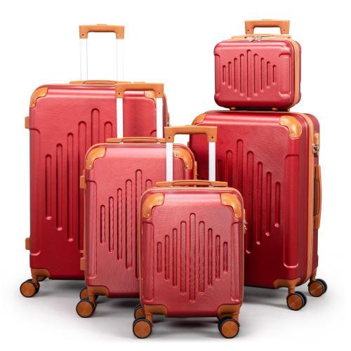 【Summervibes】Ubesgoo Luggage Sets 5 Piece, ABS Hardside Suitcase Set with Double Spinner Wheels & TSA Lock for Travel Business, 5-Piece Set (12/16/20/24/28)