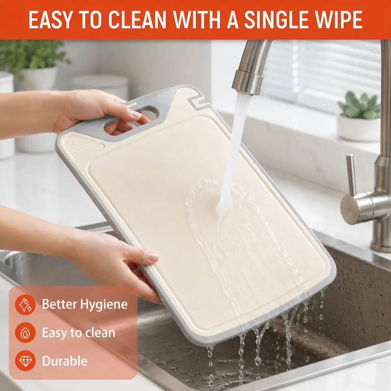 Tabla de cortar compacta 2 en 1 de acero y PP no tóxico de doble cara con afilador de cuchillos, tabla de cortar de verduras duradera y fácil de limpiar para carne, compatible con cuchillos.