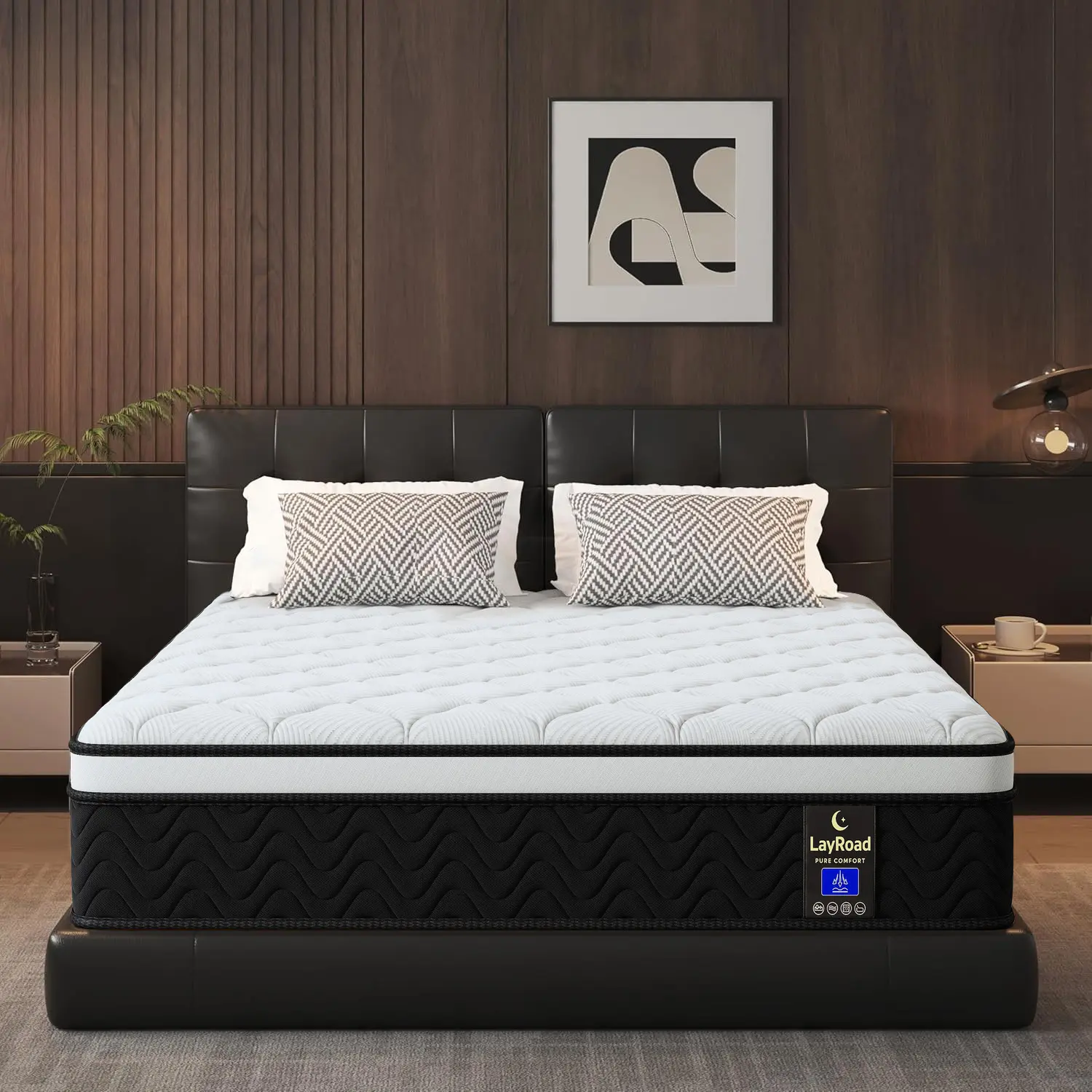 Colchón híbrido en caja de 12 o 14 pulgadas (tamaños Twin, Full, Queen o King) de espuma viscoelástica | Resortes ensacados + soporte por zonas | Suave y cómodo, alivio de presión, firmeza media, certificado CertiPUR-US