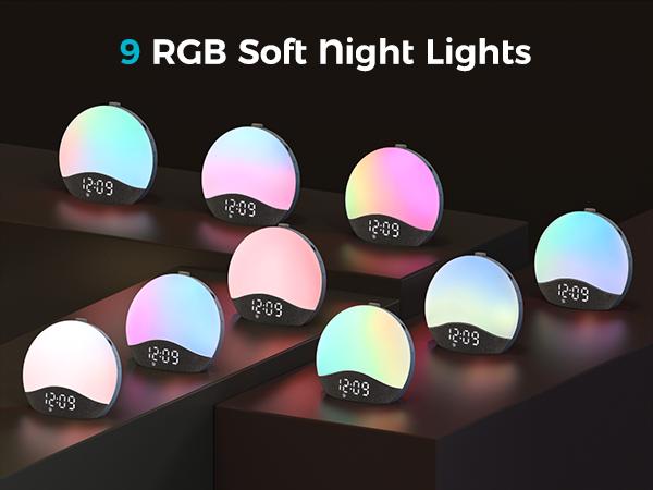 ecozy Sunrise Alarm Clock, White Noise Machine, Sound Machine for Bedroom, Wake Up Light with BT Speaker, 26 Sleep Sounds, 17 Night Lights, Dimmable Digital Clock for Adults, Kids