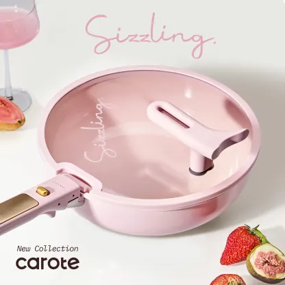 Juego de utensilios de cocina de cerámica de 20 piezas (color Macaron) con tapas verticales y asas desmontables — Juego de ollas y sartenes antiadherentes, no tóxico y libre de PFAS.