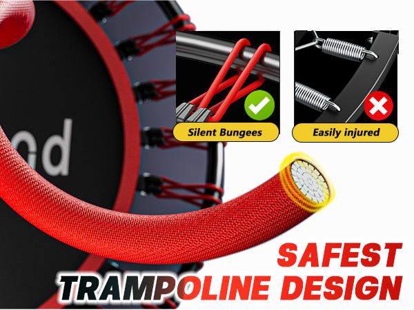 SkyBound 600 LBS Tested Foldable Mini Trampoline, 40'' Fitness Rebounder with Springs/Bungees, Foldable Mini Trampoline with Bungees/Springs，Adjustable U-Bar Handle, Stable Quiet Indoor/Outdoor Exercise Equipment Home Gym Kit