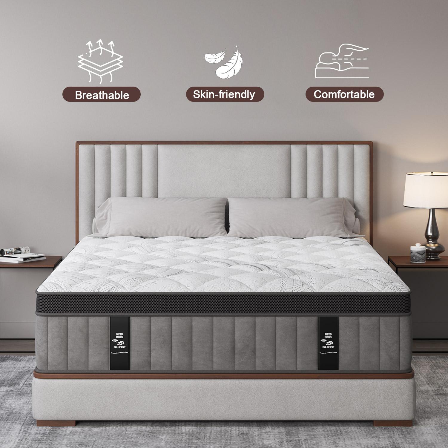 12"14" Gel Memory Foam Hybrid Pocket Spring Mattress Euro Top Medium Firm for Back & Lumbar Support Individual Pocket Spring for Motion Isolation Pressure Relief Twin Full King Queen Mattress CertiPUR-US & OEKO Certified,dorm essentials,home decor Multila