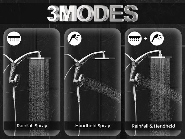 summervibes Dock-Free Dual Rain Shower Head Combo | 3 Step Install | 12" High Pressure Rainfall Showerhead | 8 Sprays 1 Power Jets Settings Handheld | 59" Hose | Magnetic Snap-to-Dock | Adjustable Height/Angle | Shower Heads |Luxury Standing Showers