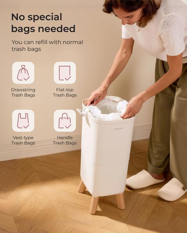 Cubo para pañales – Eliminación de residuos con control de olores para el dormitorio infantil. Diseñado para facilitar los cambios de pañales diarios y mantener el espacio limpio y sin malos olores.