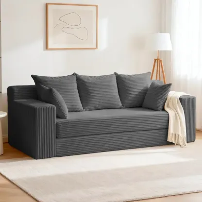 Sofá cama convertible 3 en 1, sofá individual extragrande/sofá de dos plazas, chaise longue plegable, futón cama con 4 almohadas para sala de estar.